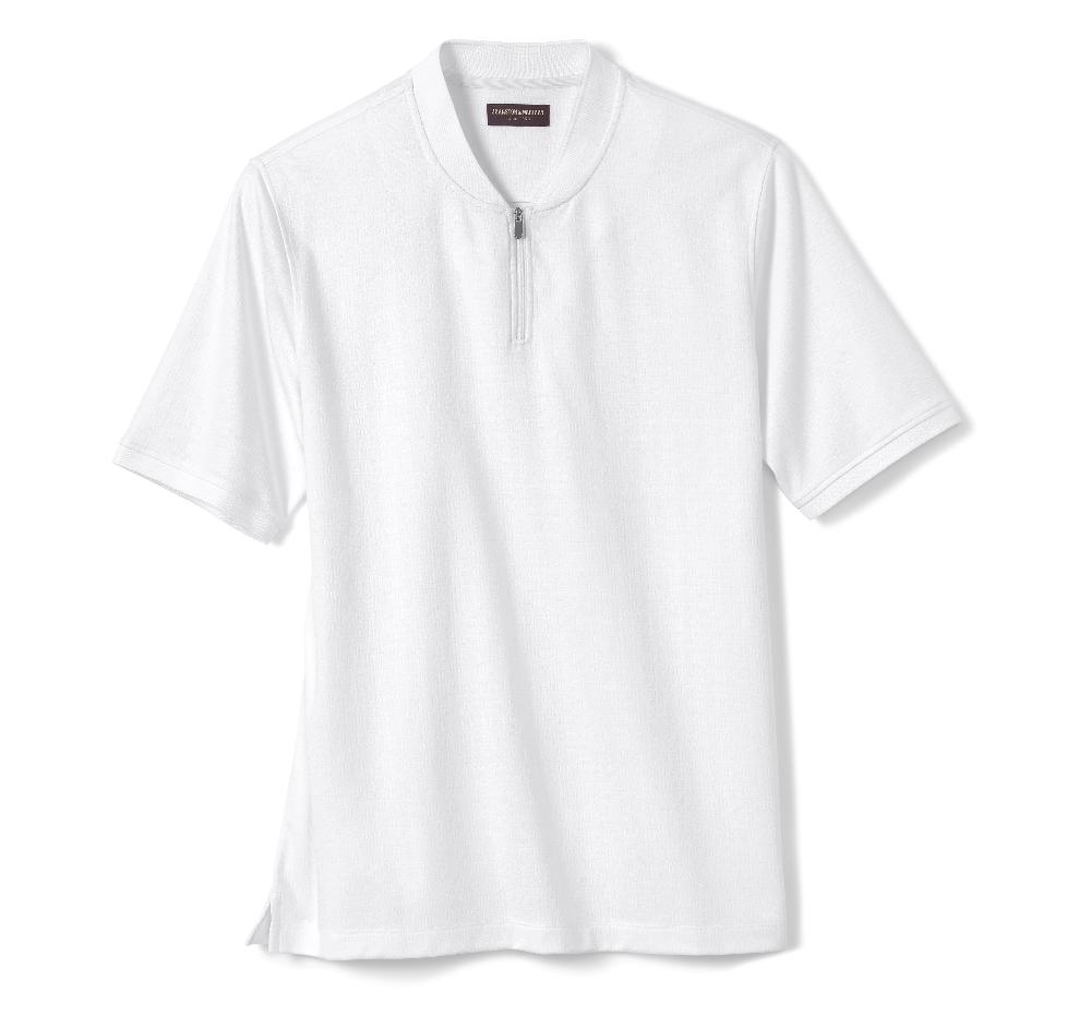 Johnston & Murphy Jacquard Zip Polo White