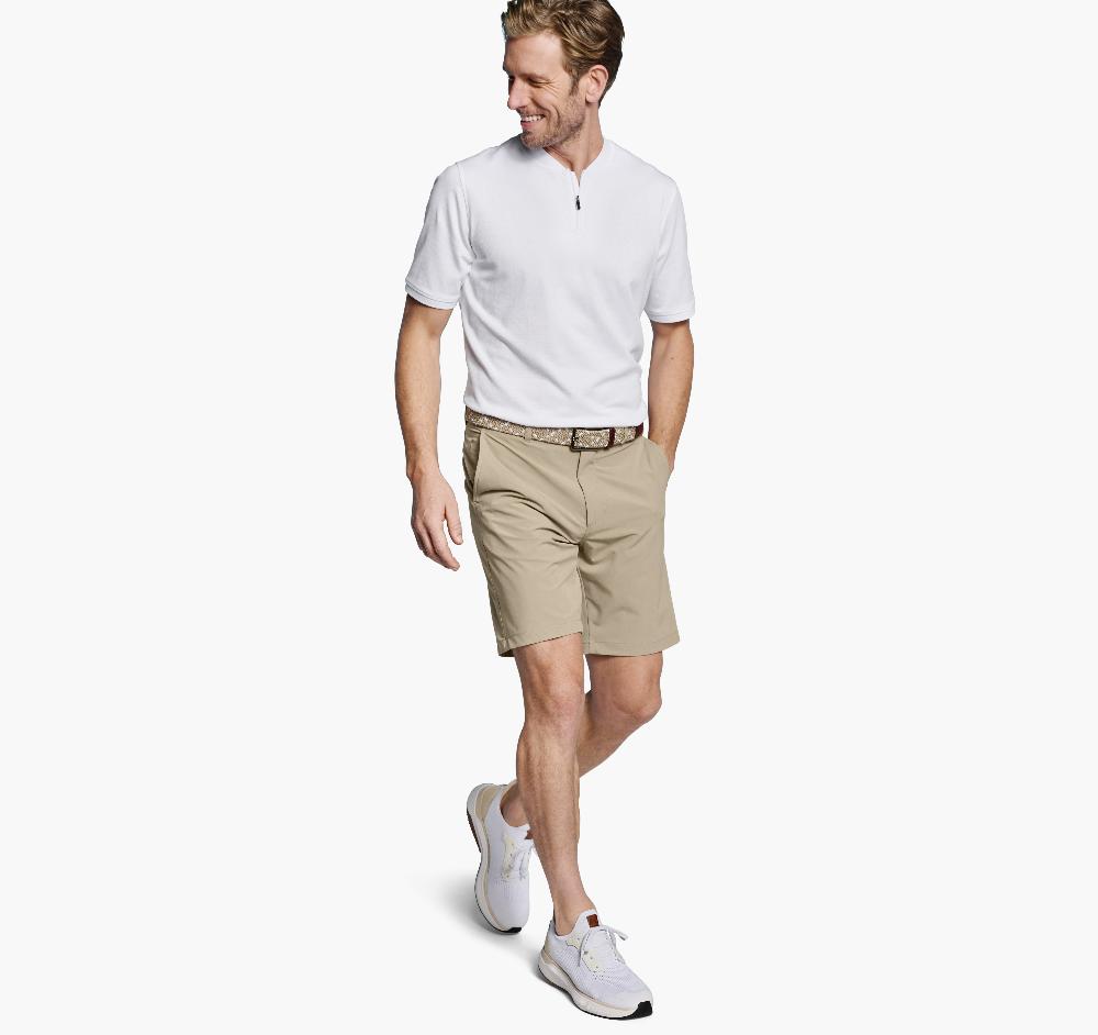 Johnston & Murphy Jacquard Zip Polo White