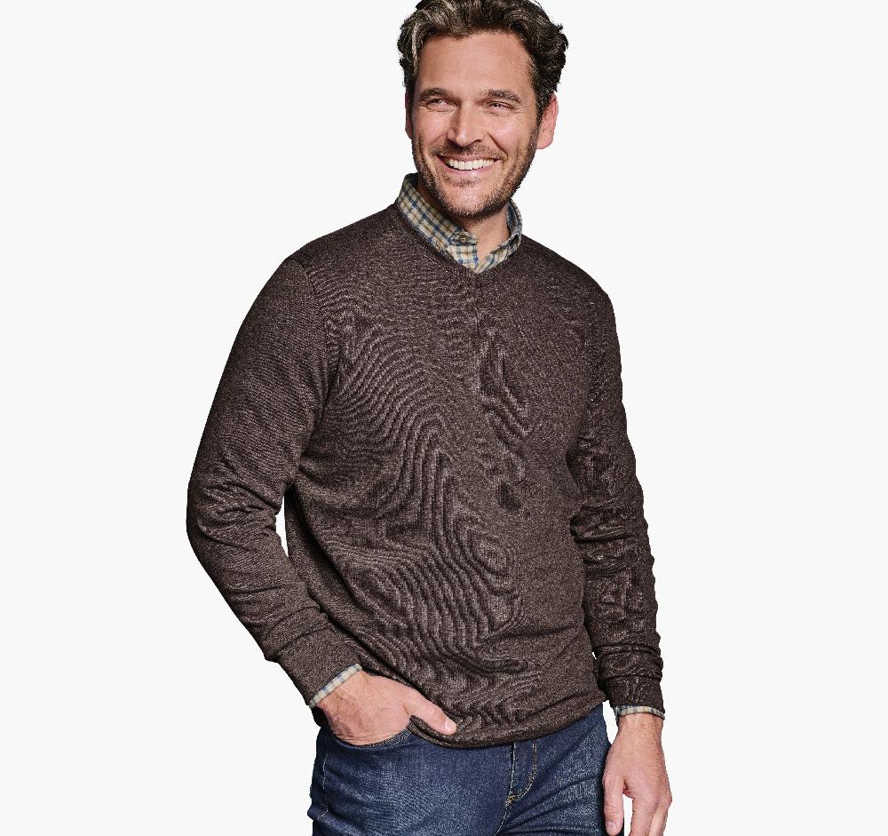 Johnston & Murphy Knit V-Neck Dark Brown
