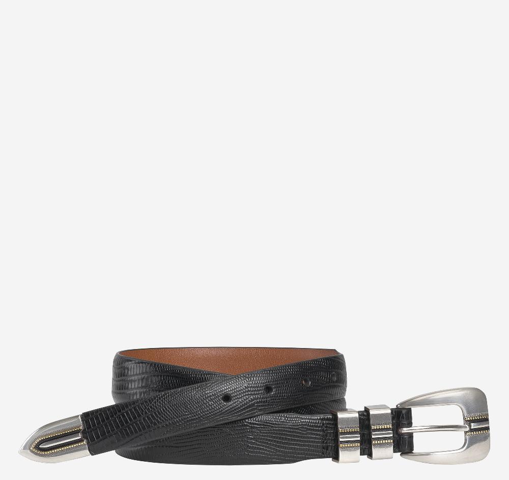 Johnston & Murphy Lizard-Grain Ranger Belt Black
