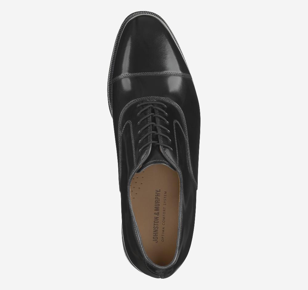 Johnston & Murphy Melton Cap Toe Black Calfskin