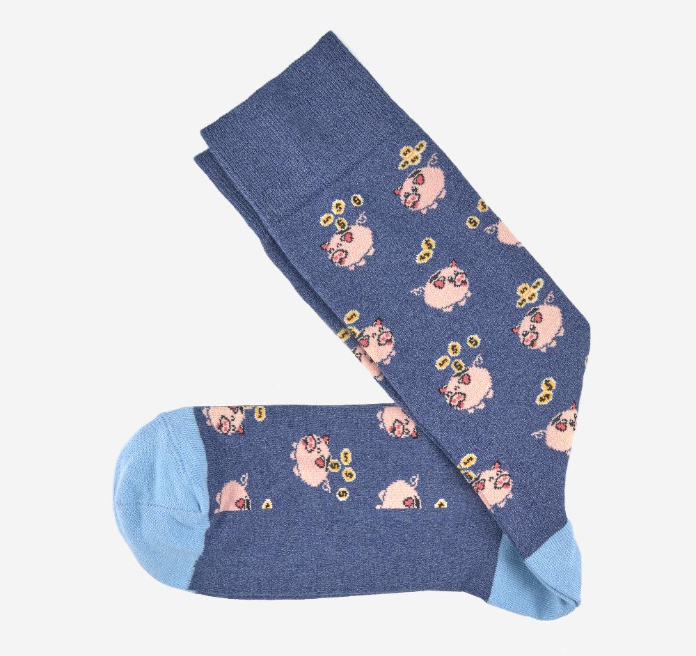 Johnston & Murphy Novelty Socks Denim Piggy Bank