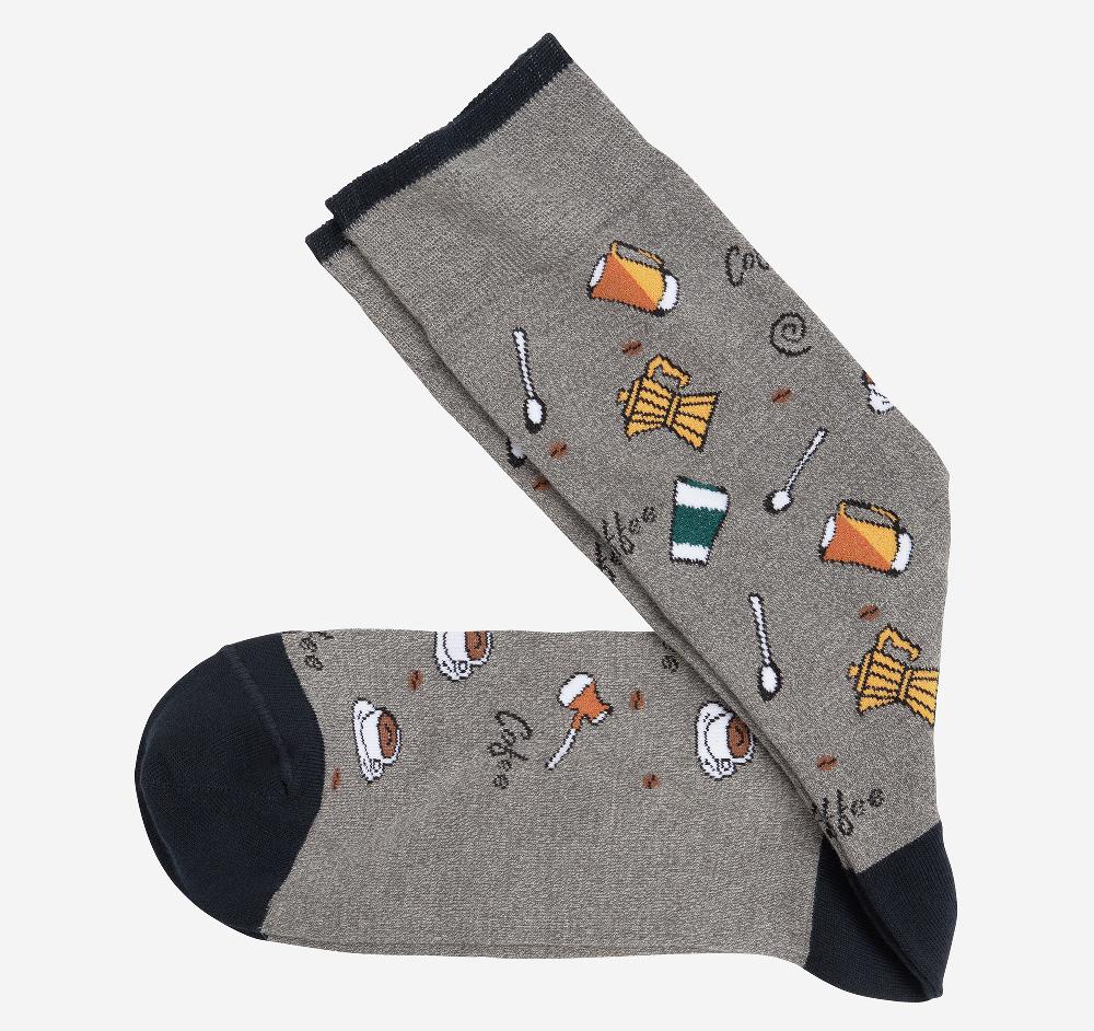Johnston & Murphy Novelty Socks Gray Coffee Time
