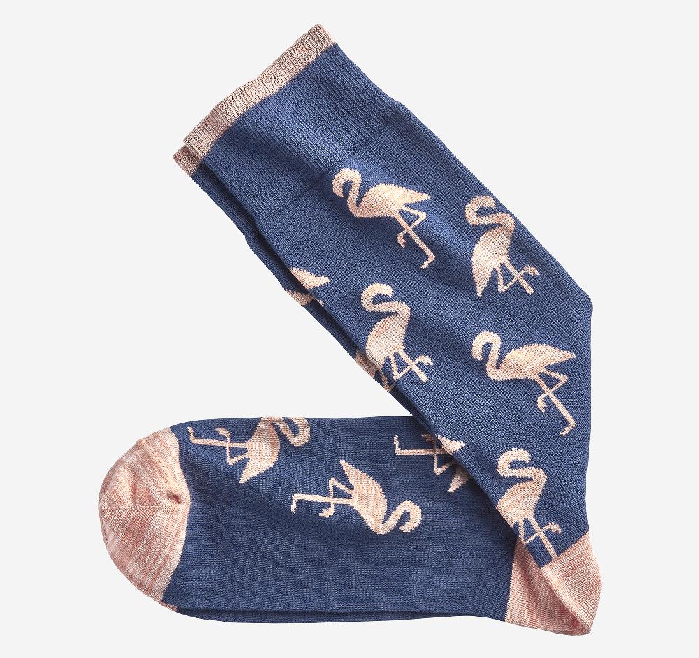Johnston & Murphy Novelty Socks Navy Flamingo