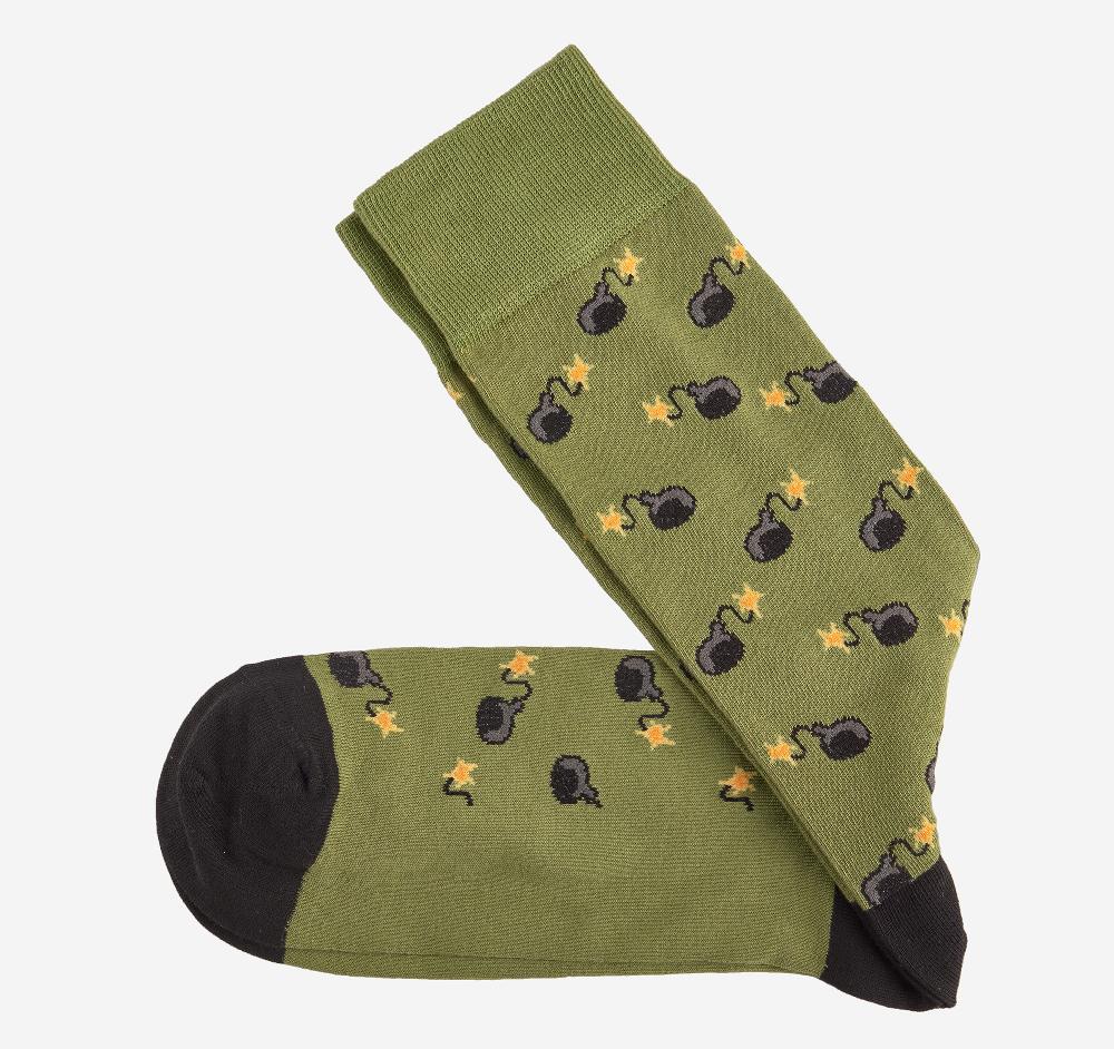 Johnston & Murphy Novelty Socks Olive Cannonball