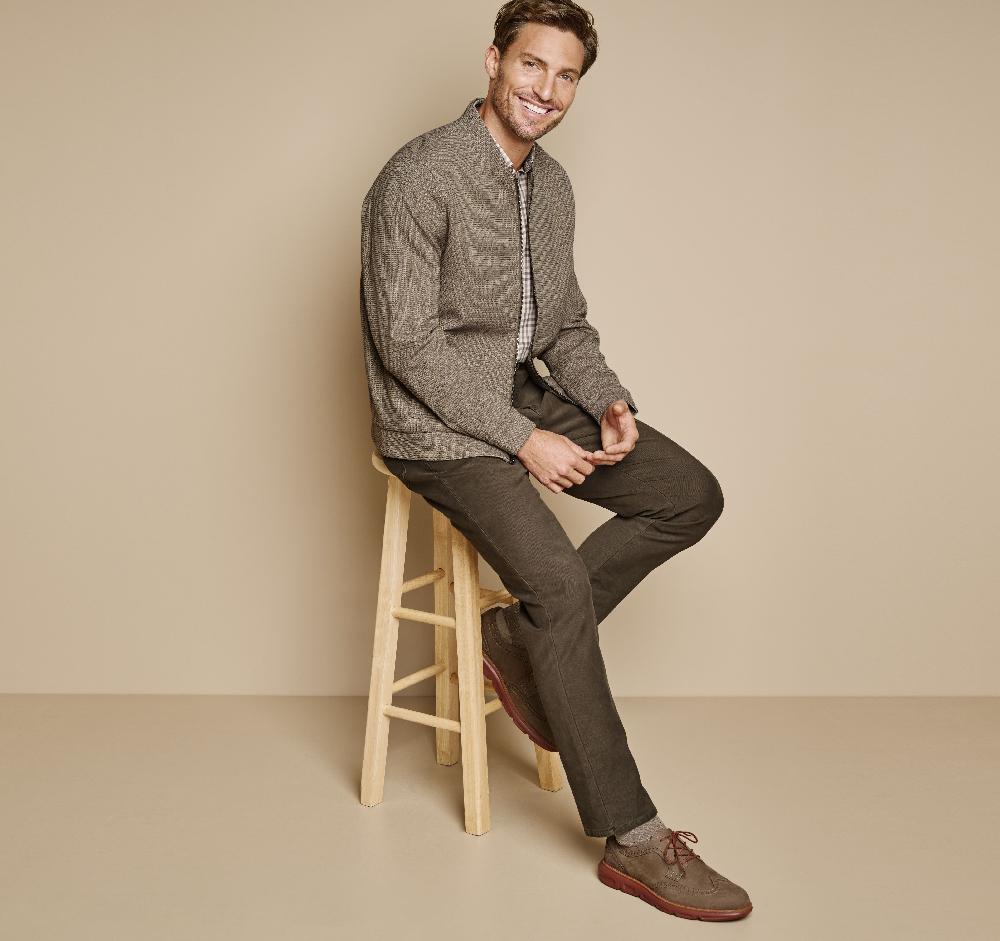 Johnston & Murphy Patterned Full-Zip Brown