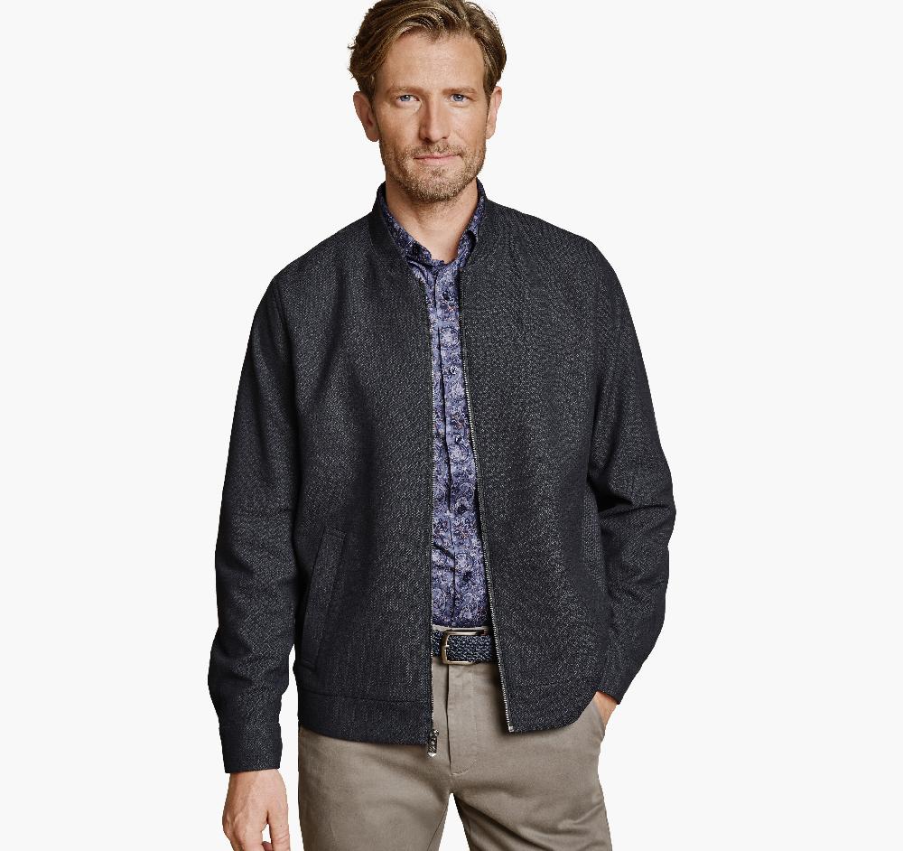 Johnston & Murphy Patterned Full-Zip Navy