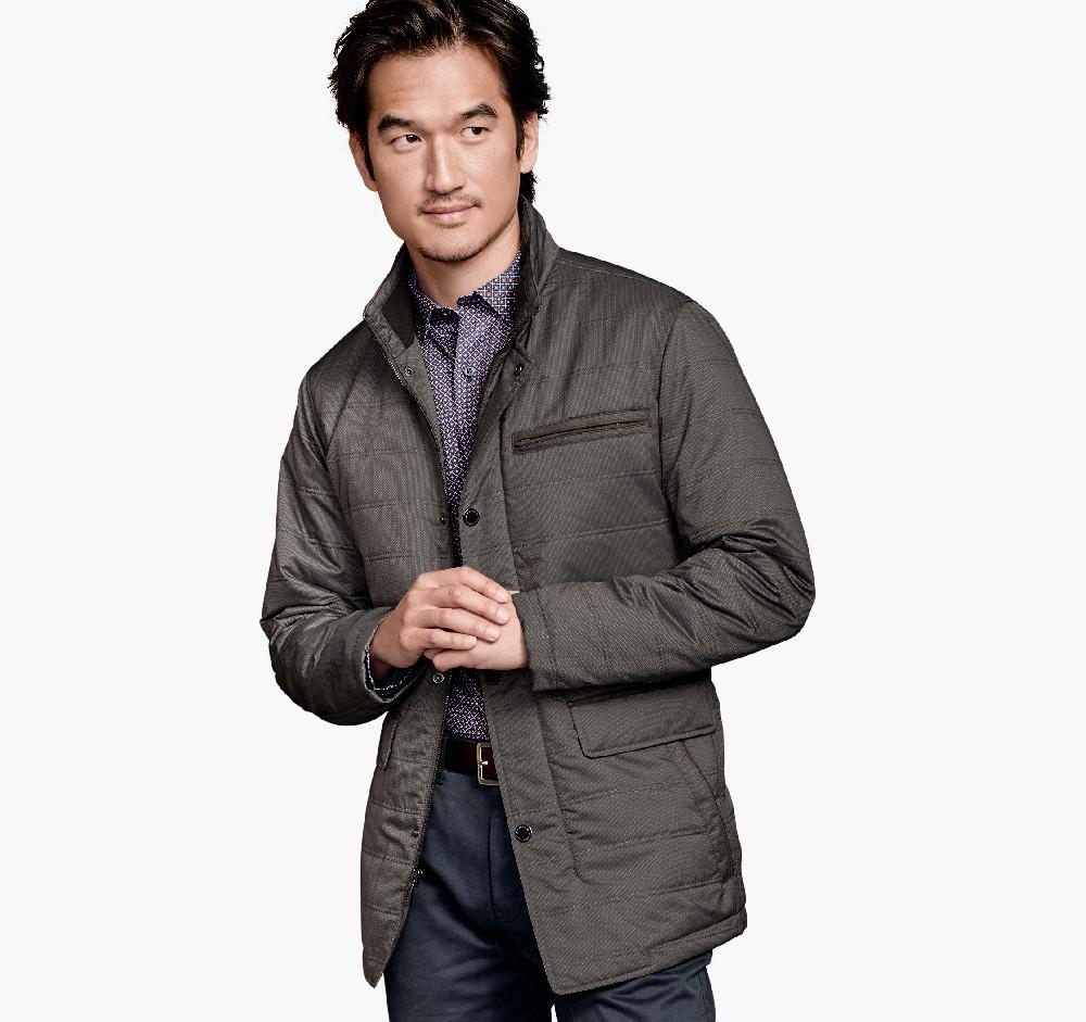 Johnston & Murphy Perforated Quilted Jacket Taupe