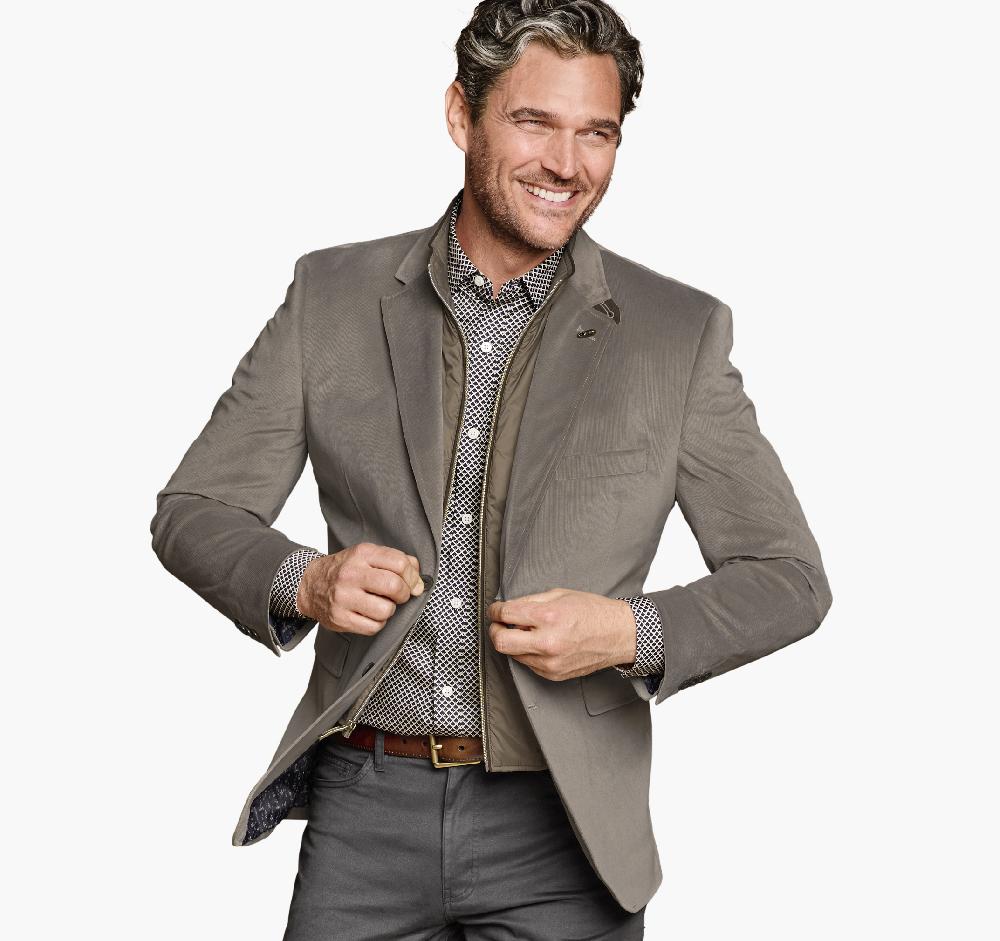 Johnston & Murphy Plush Bibbed Blazer Taupe Twill
