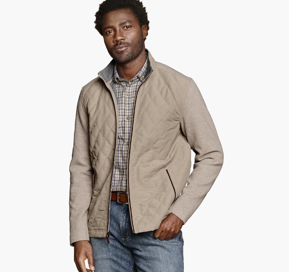 Johnston & Murphy Quilted Full-Zip Tan