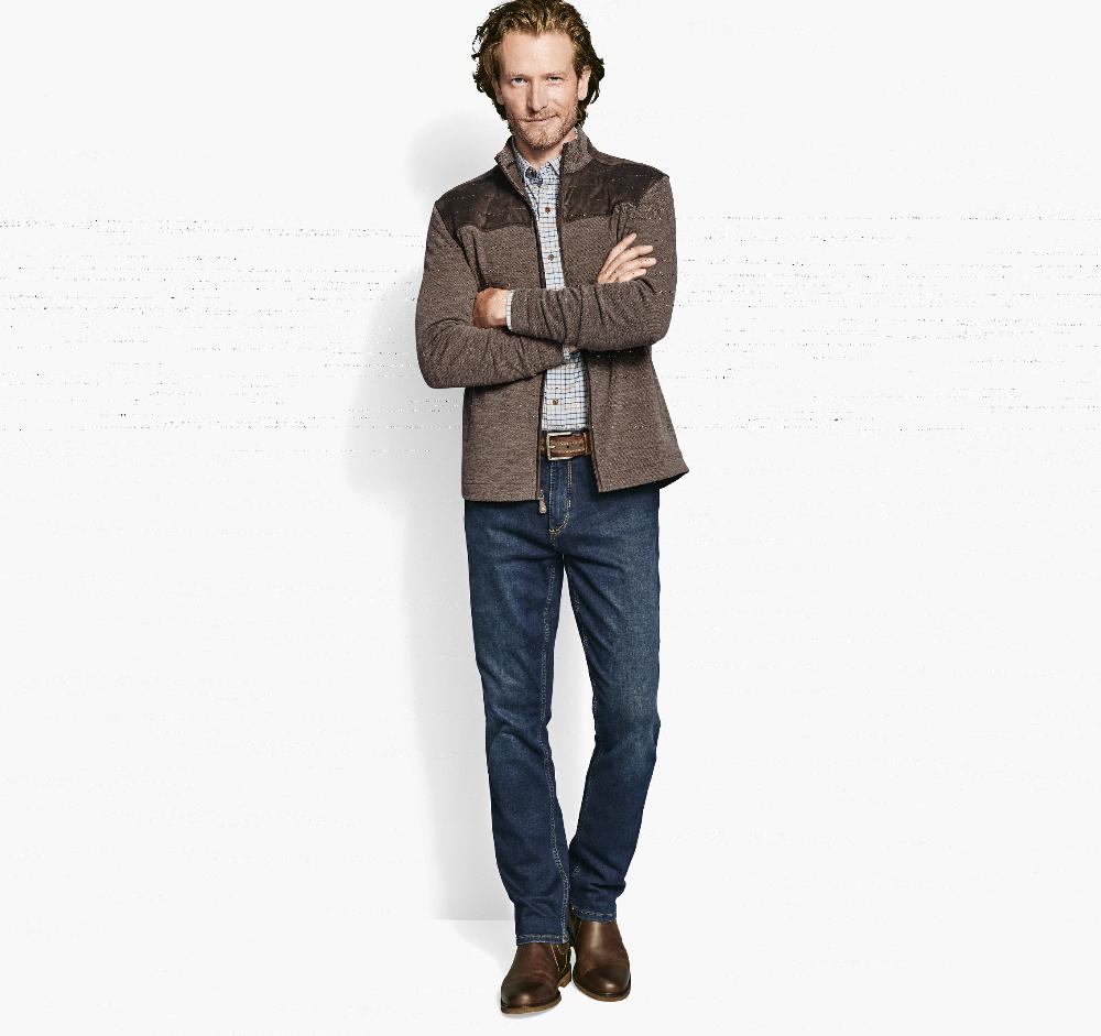 Johnston & Murphy Quilted-Yoke Full-Zip Brown