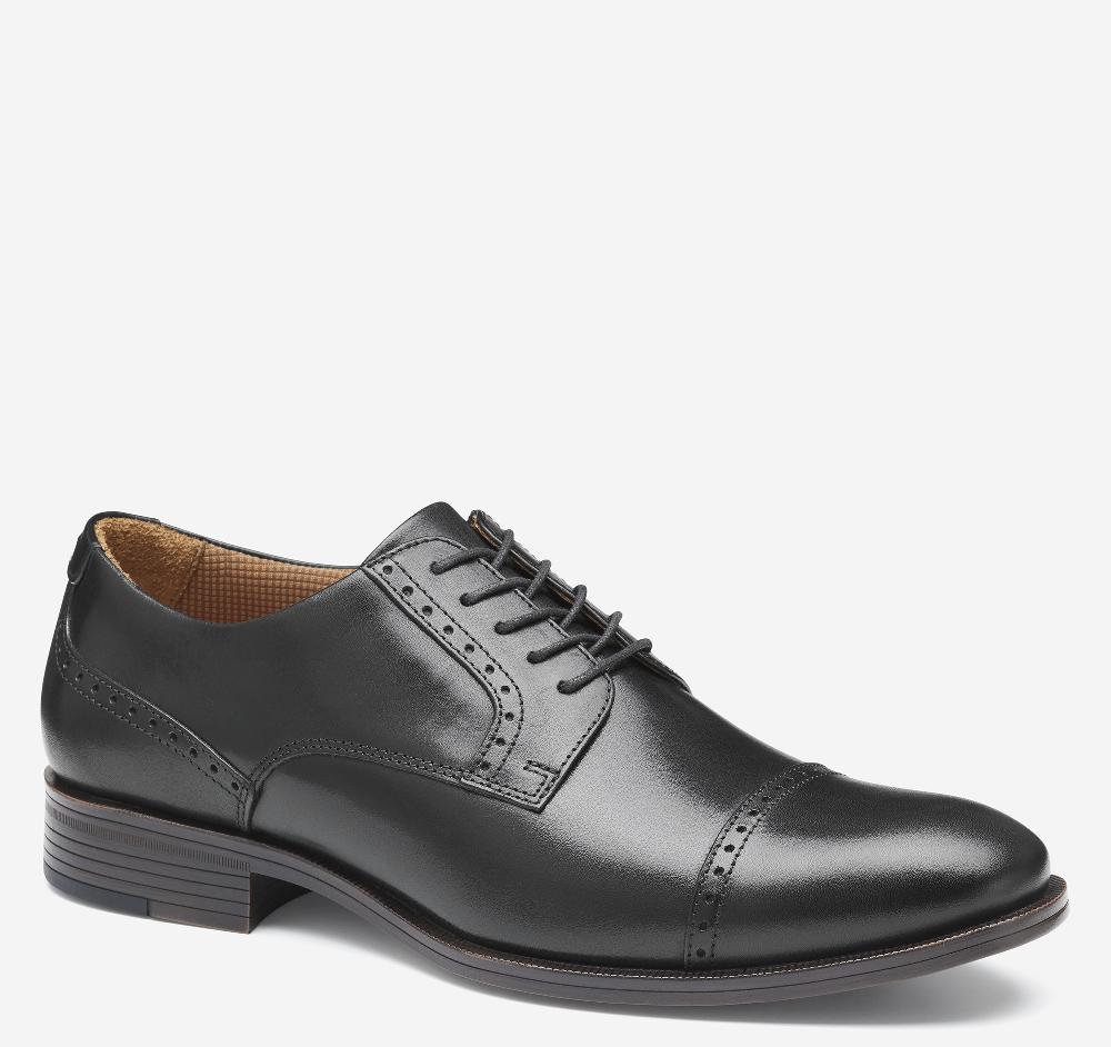 Johnston & Murphy Reeve Cap Toe Black Full Grain