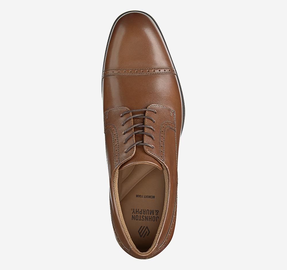 Johnston & Murphy Reeve Cap Toe Brown Full Grain