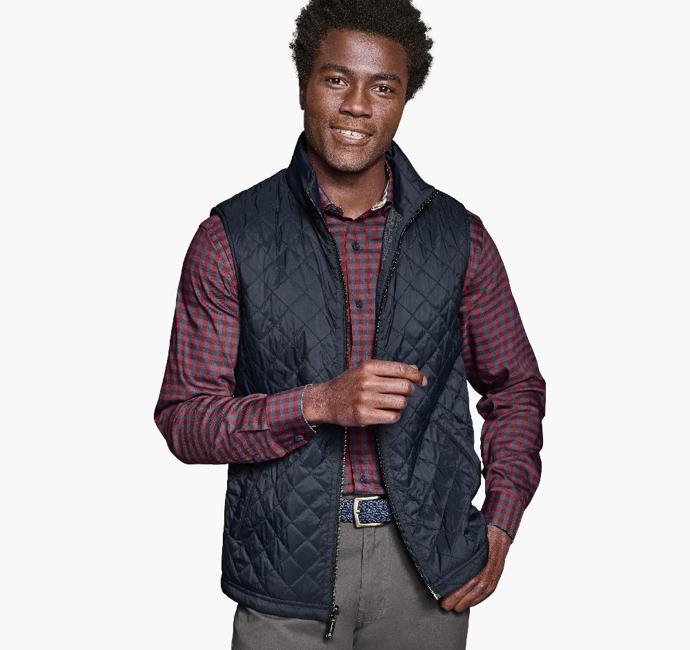 Johnston & Murphy Reversible Quilted Vest Navy