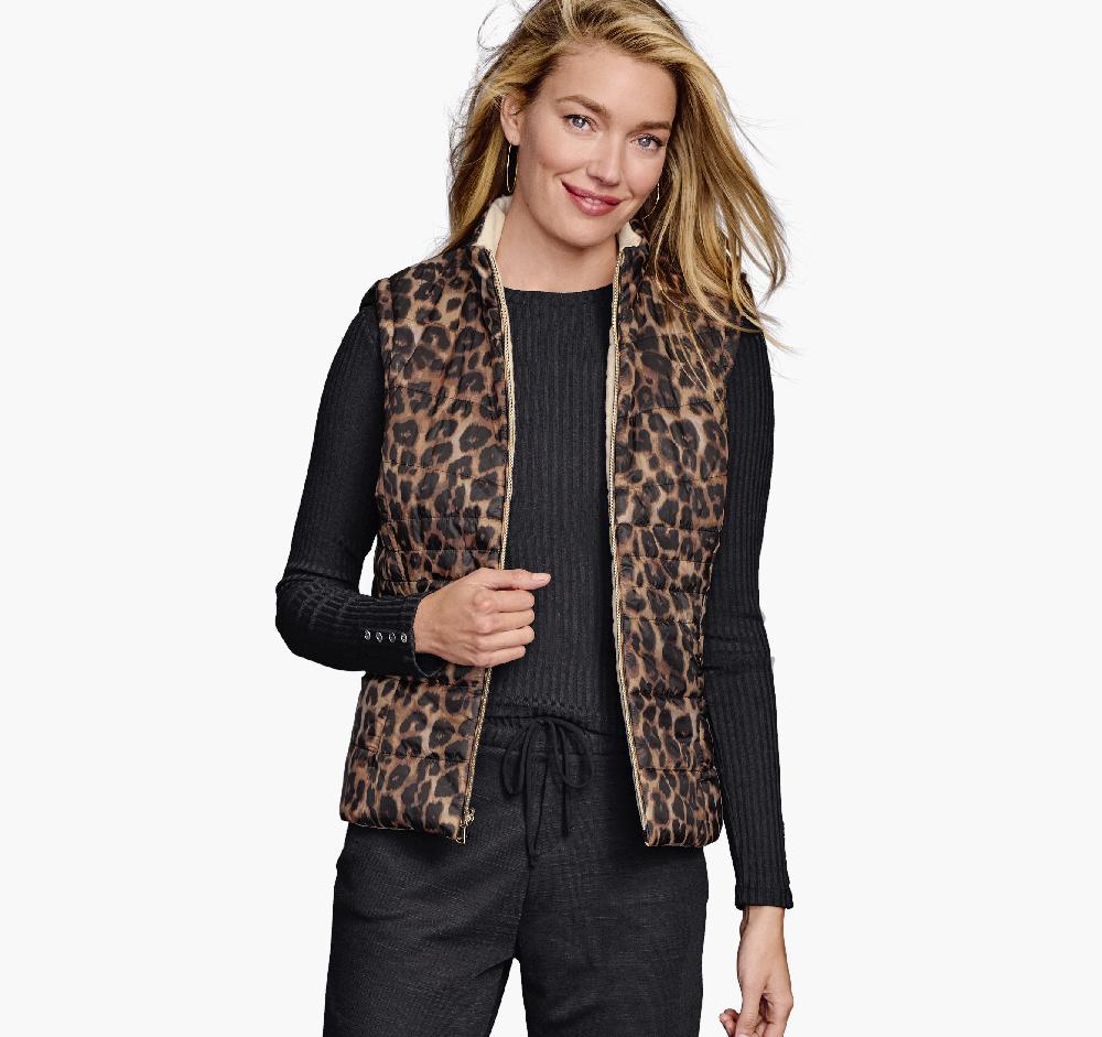 Johnston & Murphy Reversible Vest Cream/Leopard