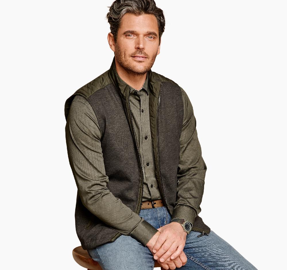 Johnston & Murphy Reversible Vest Olive/Marled Olive