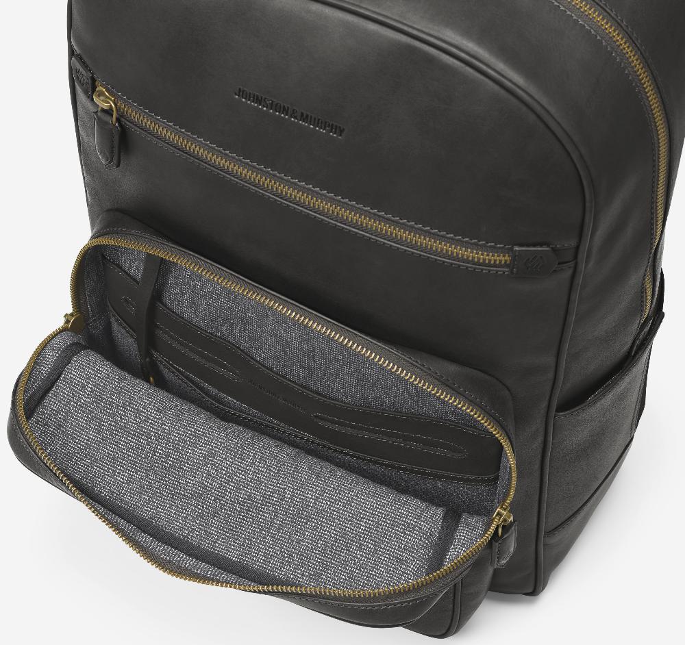 Johnston & Murphy Rhodes Backpack Black Full Grain