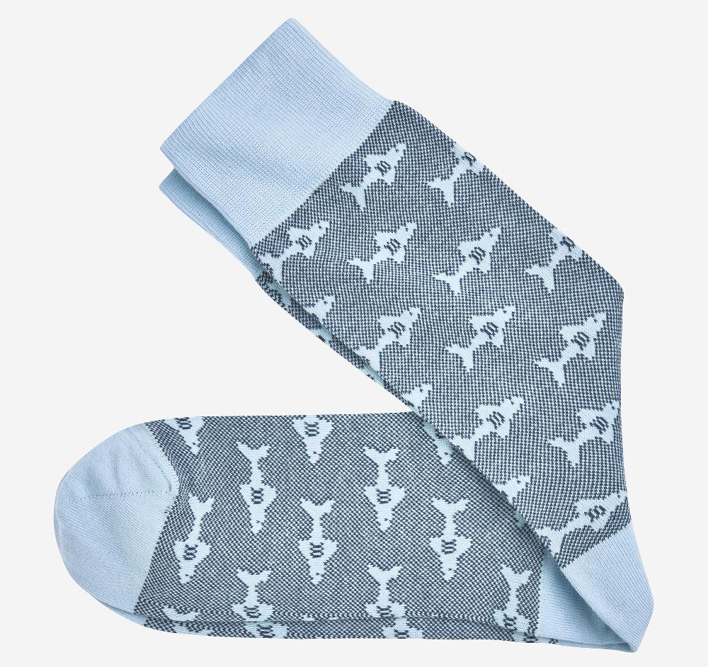 Johnston & Murphy Shark Pindot Socks Light Blue