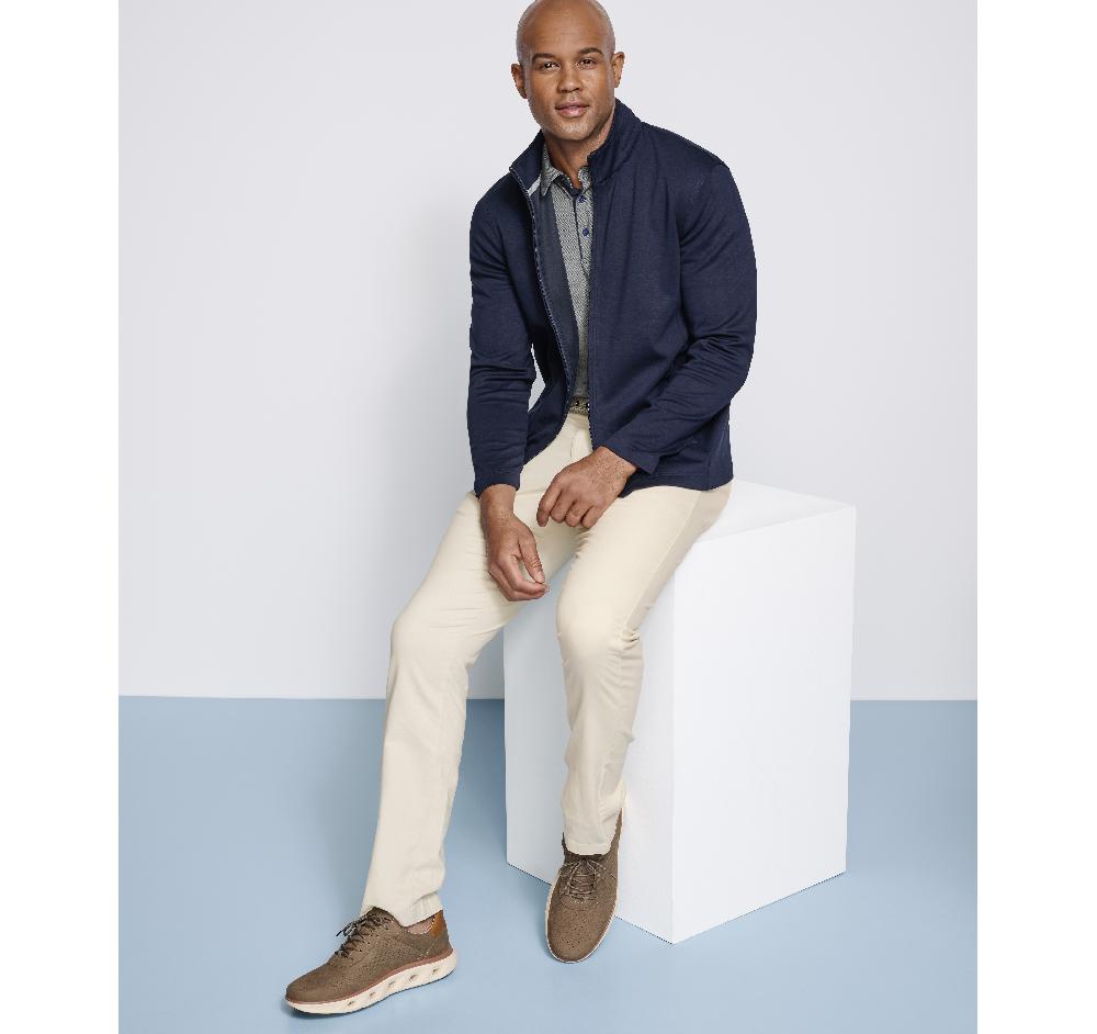 Johnston & Murphy Solid Full-Zip Knit Jacket Navy