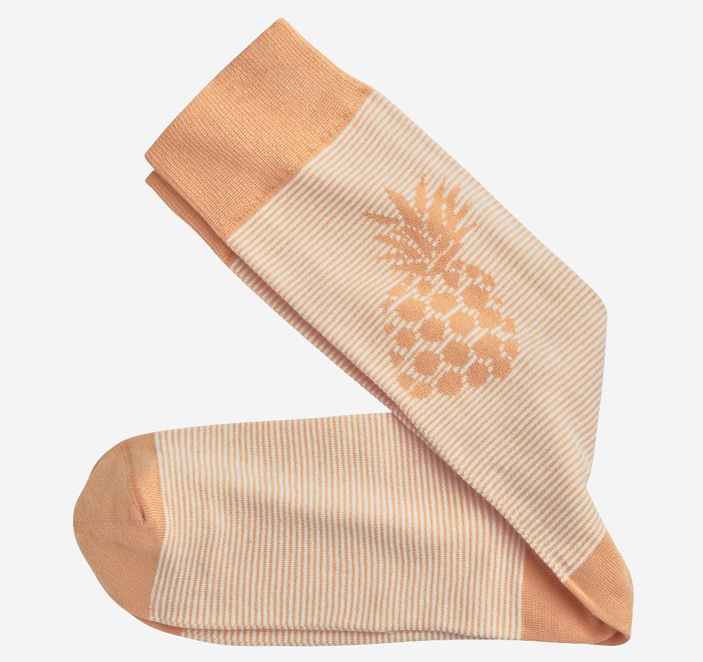 Johnston & Murphy Striped Socks Orange Pineapple