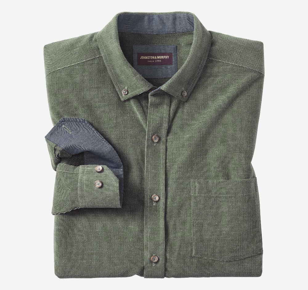 Johnston & Murphy Textured Corduroy Shirt Olive
