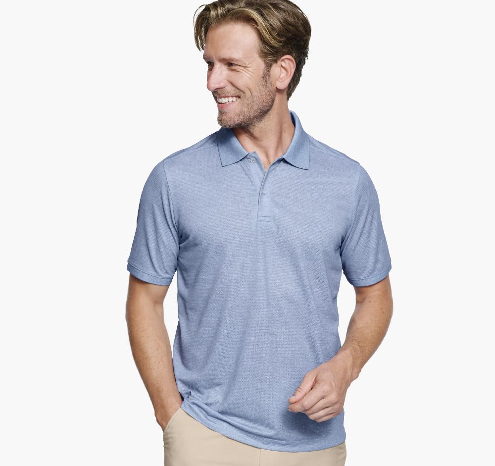 Johnston & Murphy Textured Print Polo Light Blue