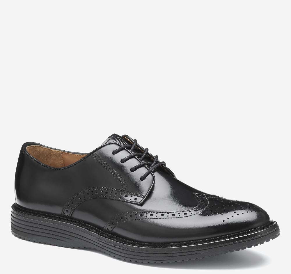 Johnston & Murphy Upton Wingtip Black Full Grain