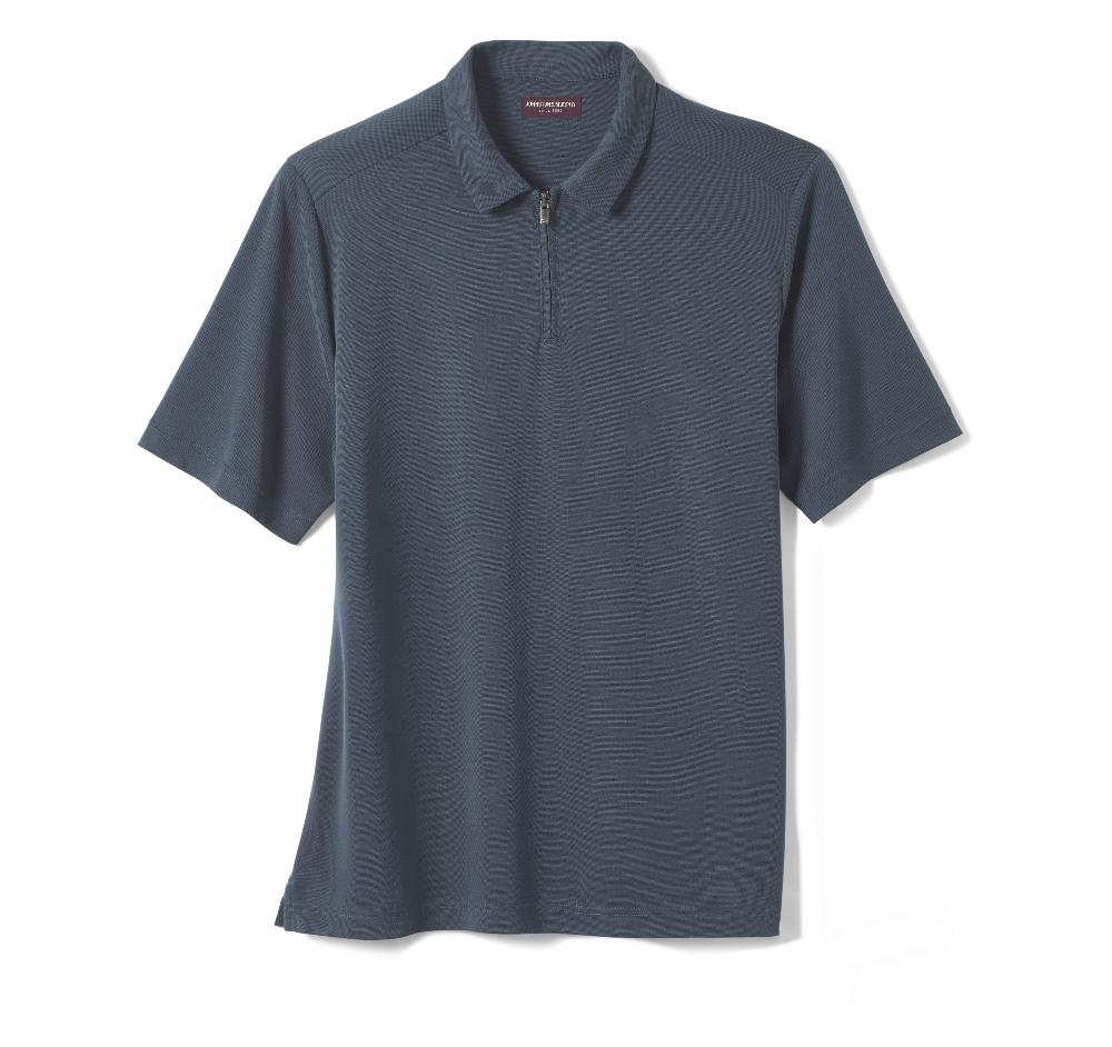Johnston & Murphy Vintage Birdseye Zip Polo Navy