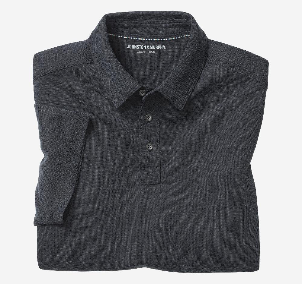 Johnston & Murphy Vintage Slub Polo Black