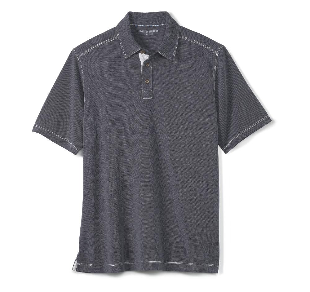 Johnston & Murphy Vintage Slub Polo Charcoal