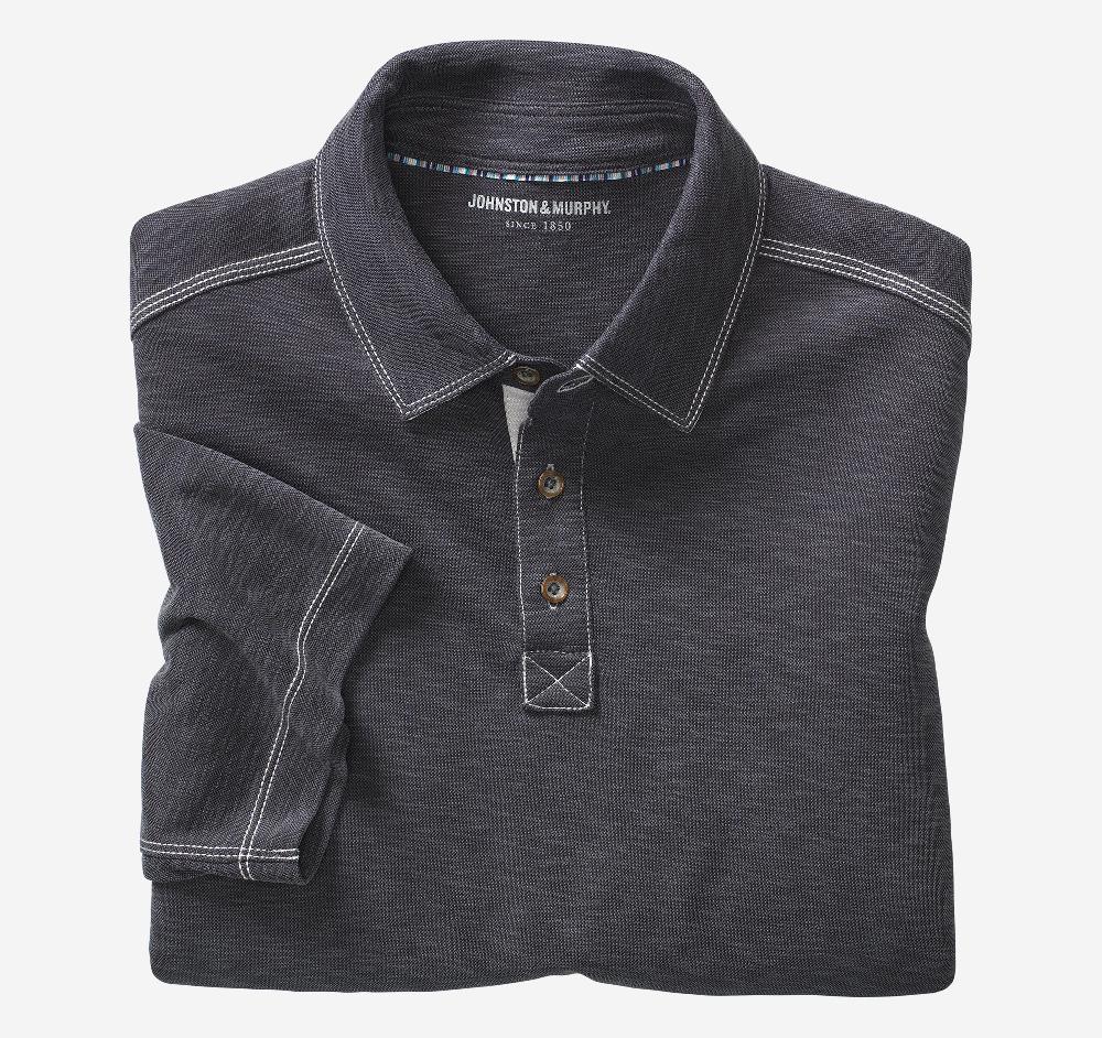 Johnston & Murphy Vintage Slub Polo Charcoal