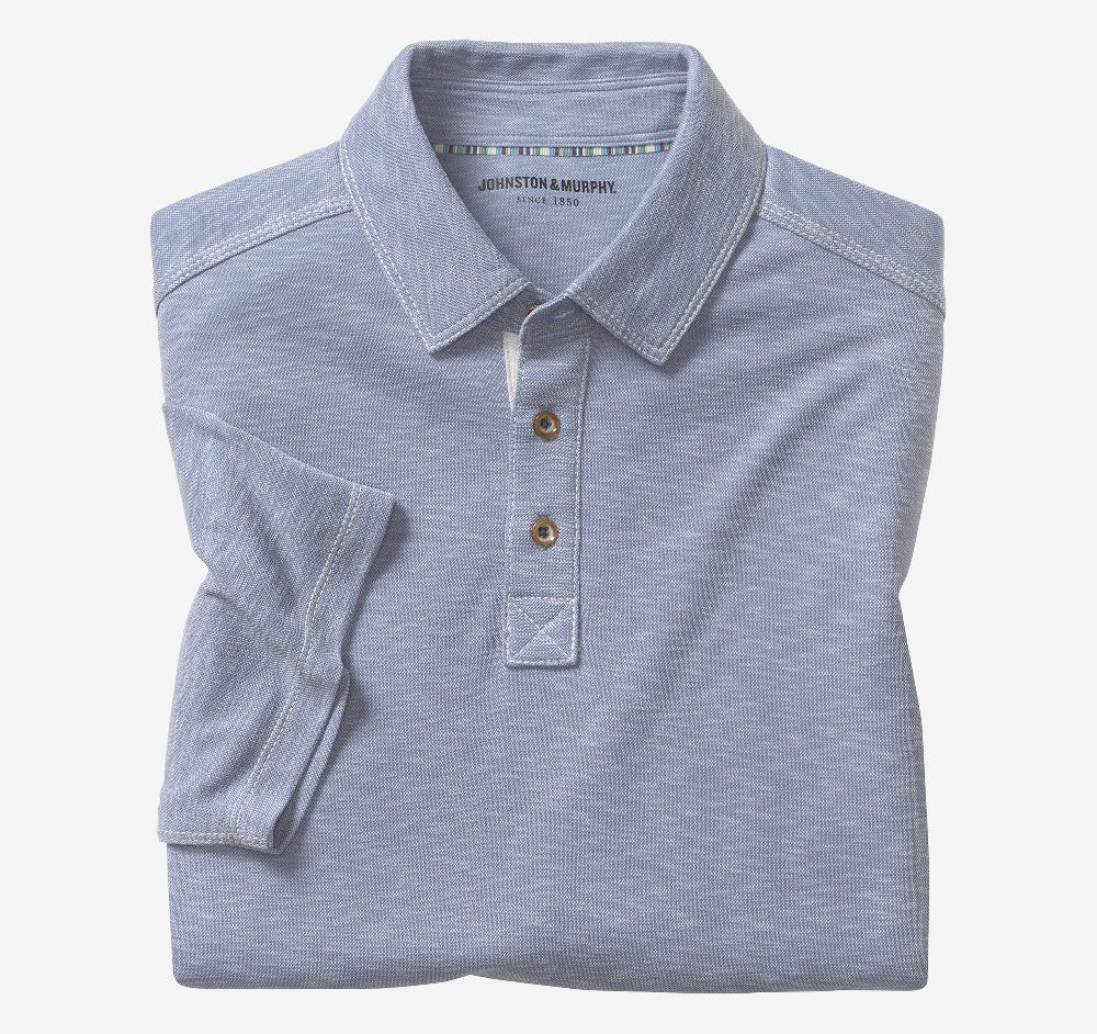 Johnston & Murphy Vintage Slub Polo Dusty Blue