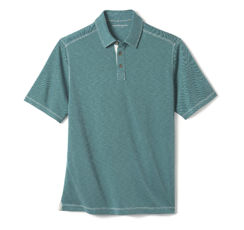 Johnston & Murphy Vintage Slub Polo Green