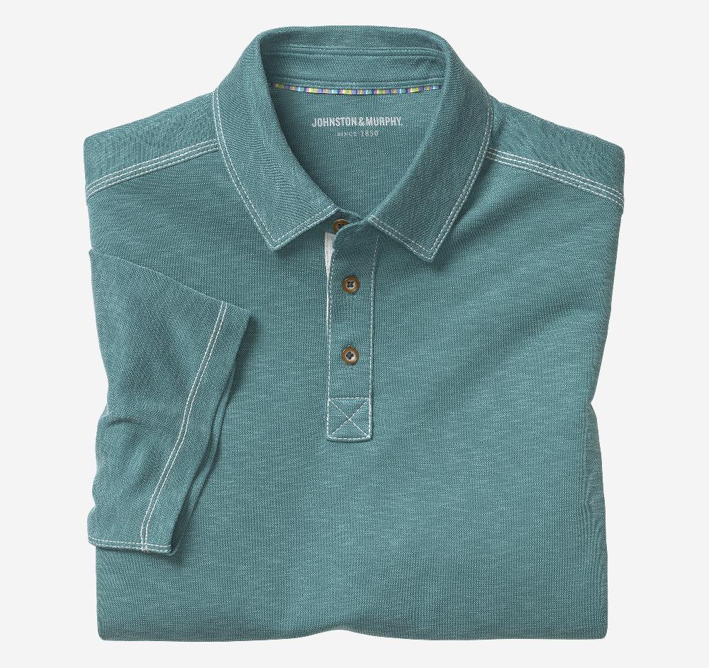 Johnston & Murphy Vintage Slub Polo Green
