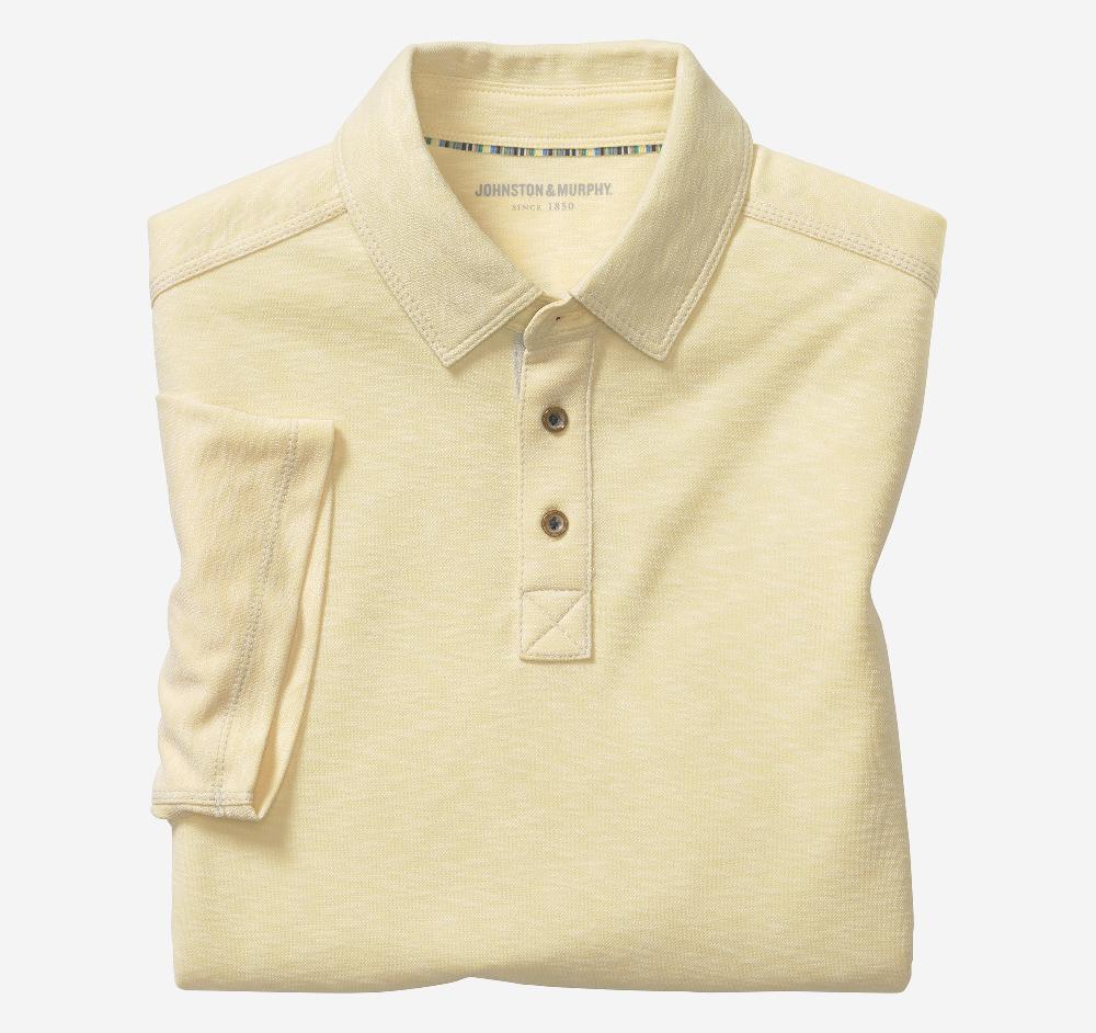 Johnston & Murphy Vintage Slub Polo Light Yellow