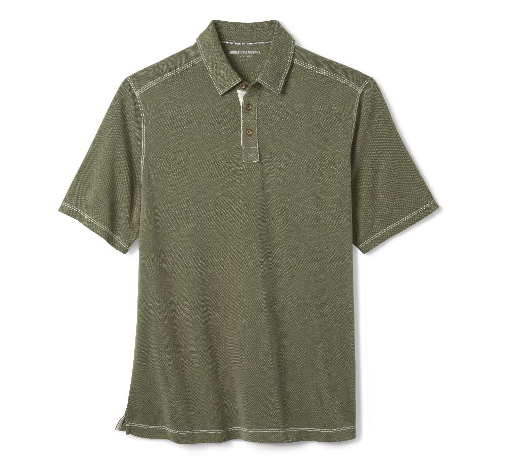 Johnston & Murphy Vintage Slub Polo Olive