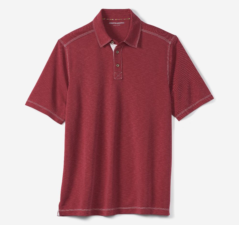 Johnston & Murphy Vintage Slub Polo Red