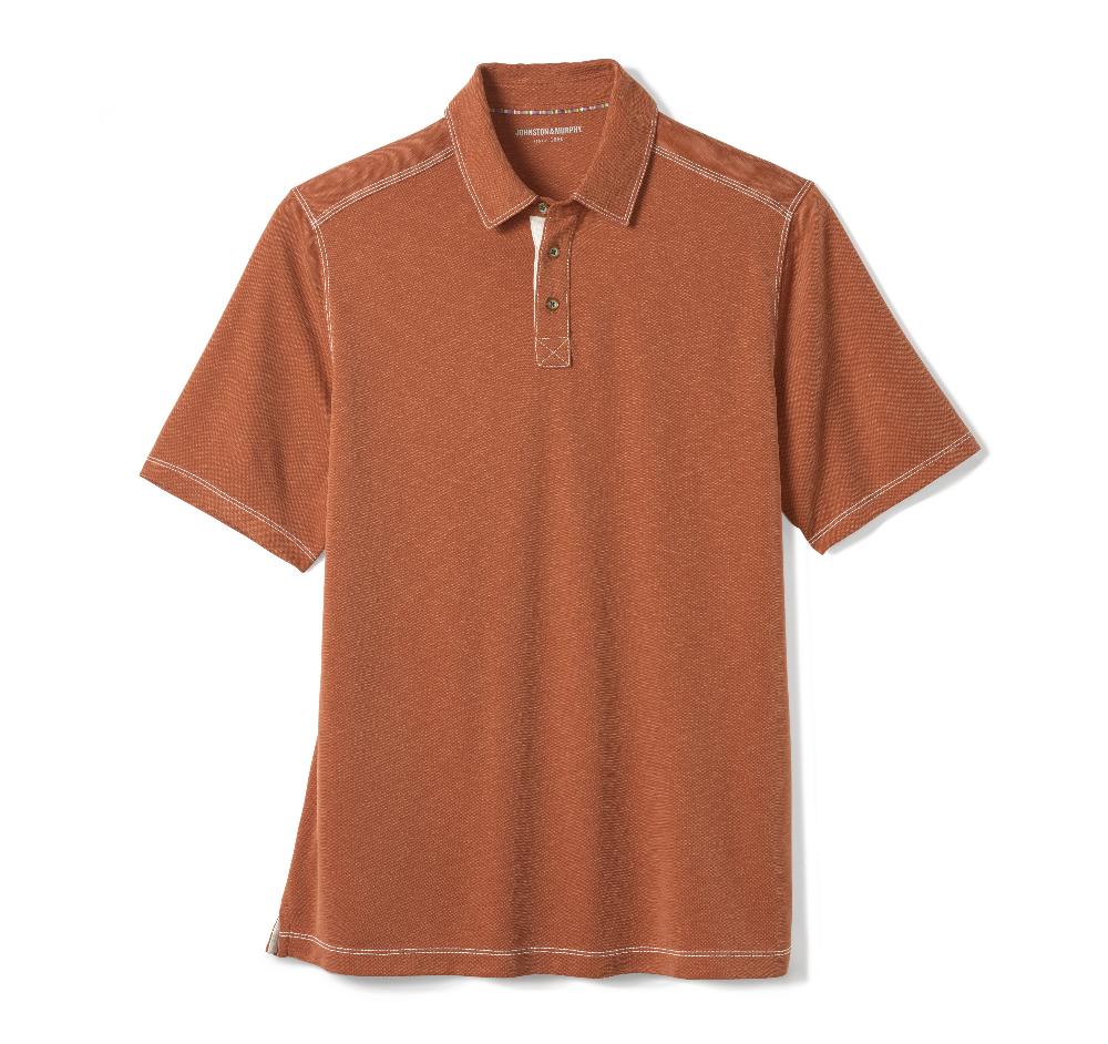 Johnston & Murphy Vintage Slub Polo Rust