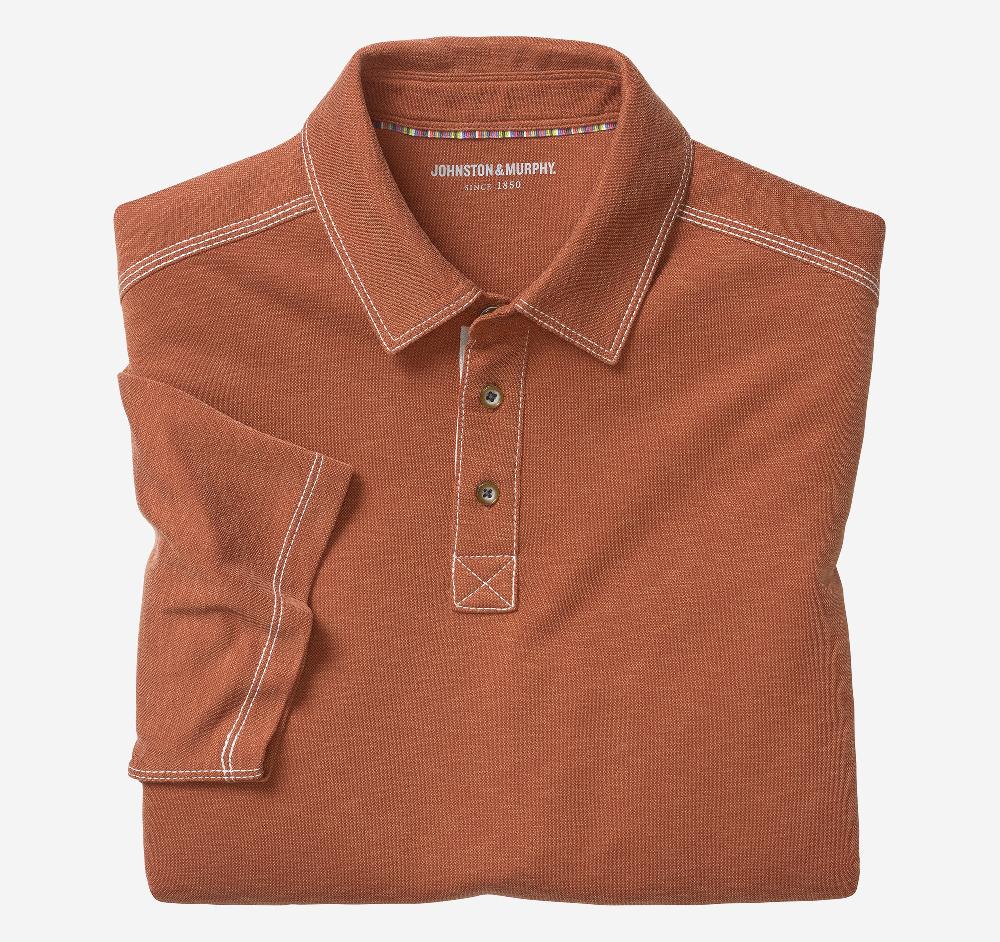Johnston & Murphy Vintage Slub Polo Rust