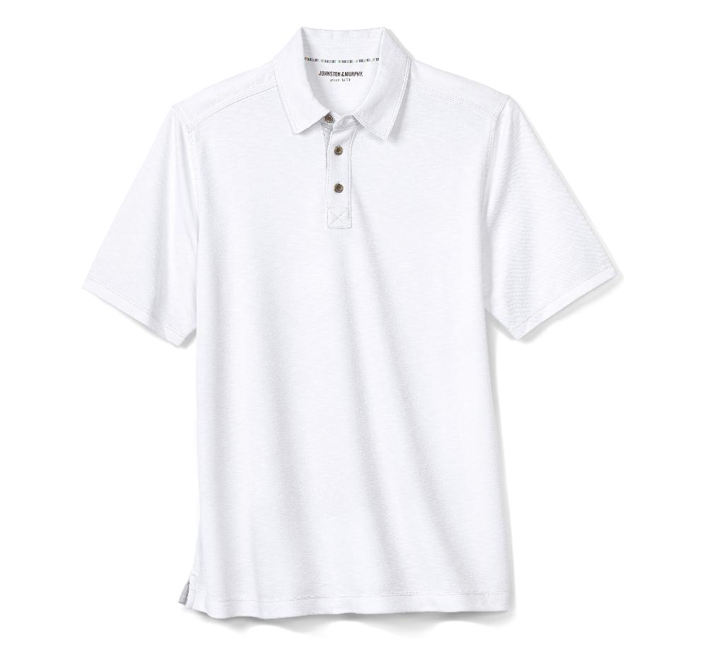 Johnston & Murphy Vintage Slub Polo White