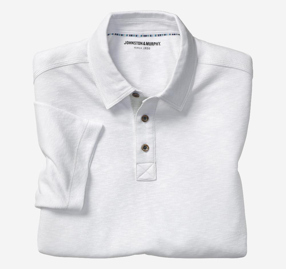 Johnston & Murphy Vintage Slub Polo White