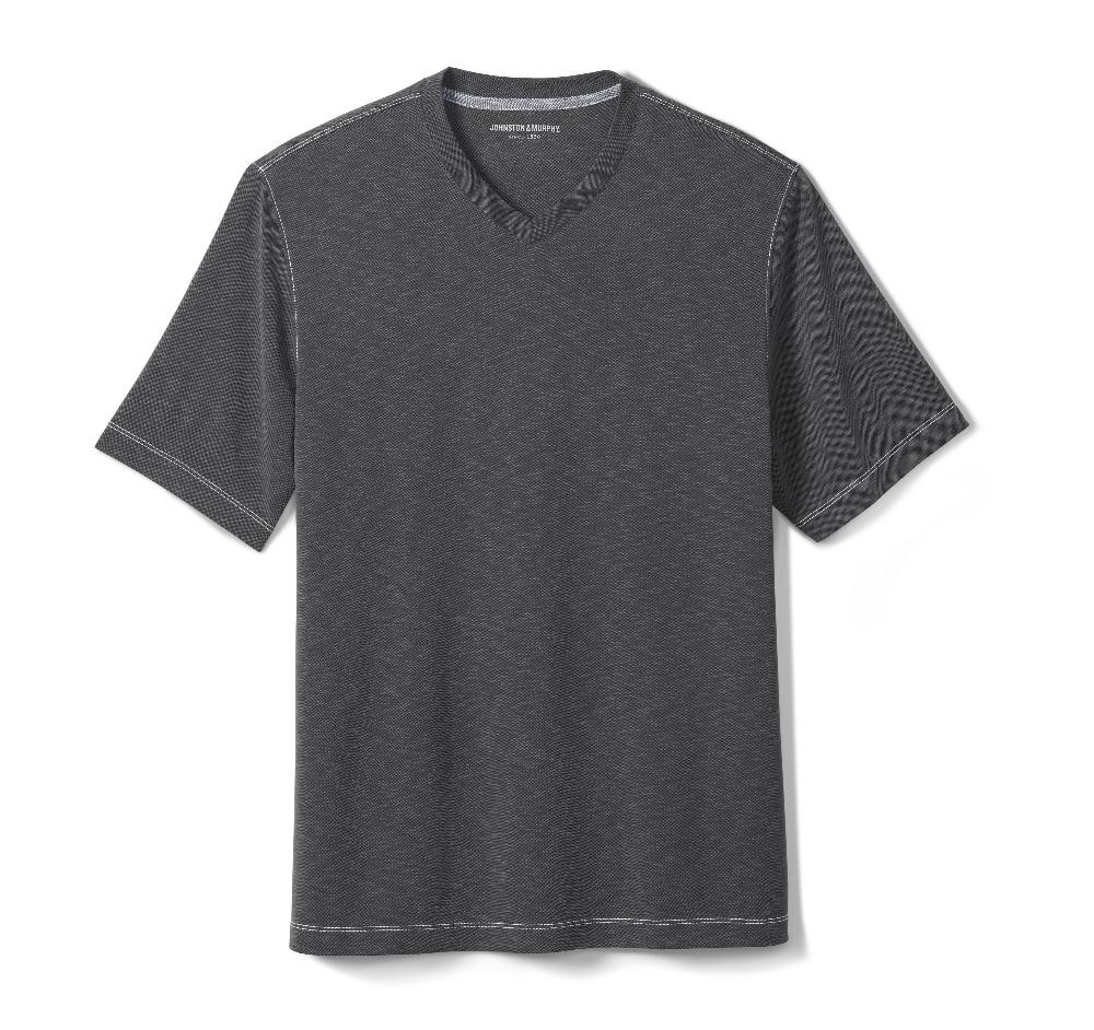 Johnston & Murphy Vintage Slub V-Neck Tee Charcoal