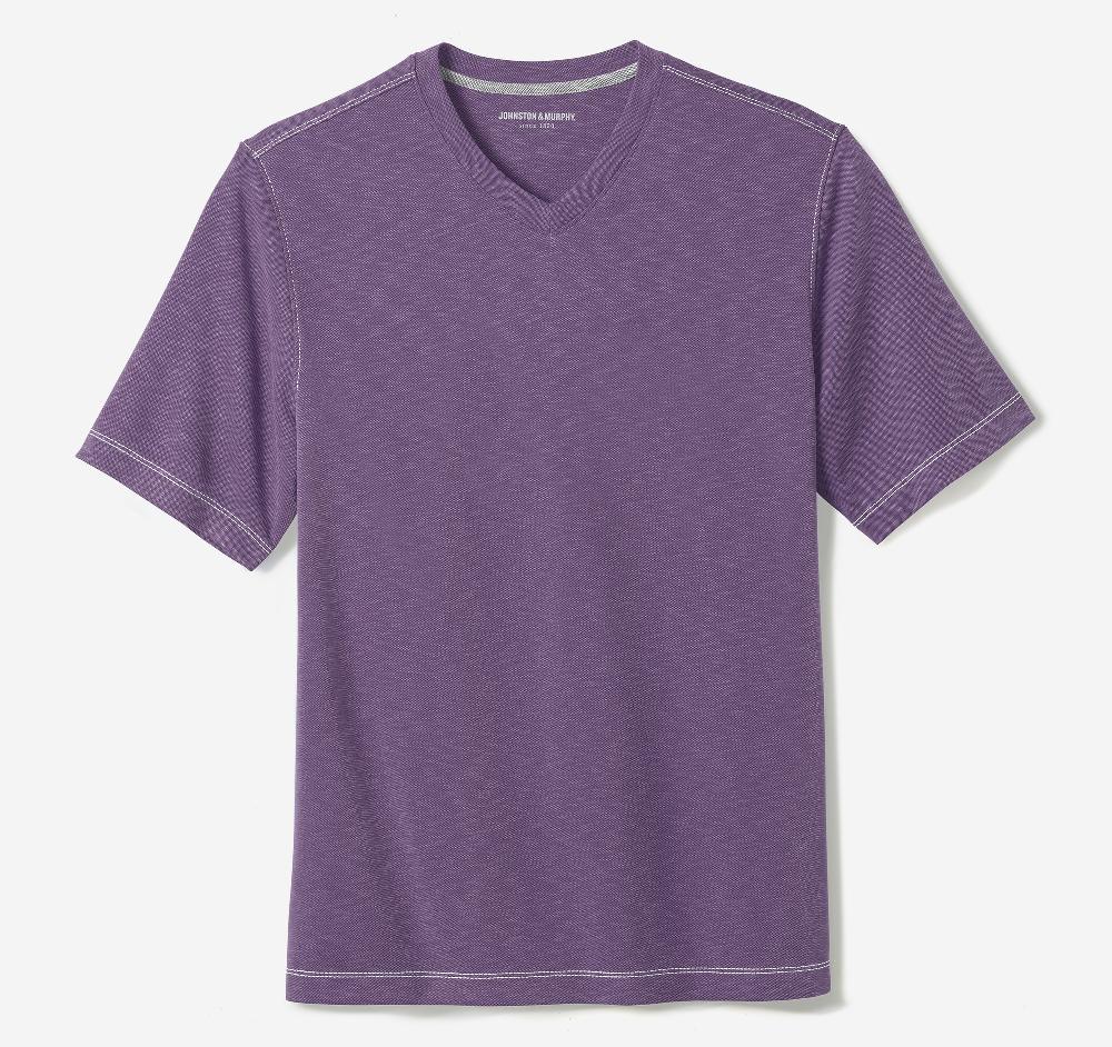 Johnston & Murphy Vintage Slub V-Neck Tee Purple