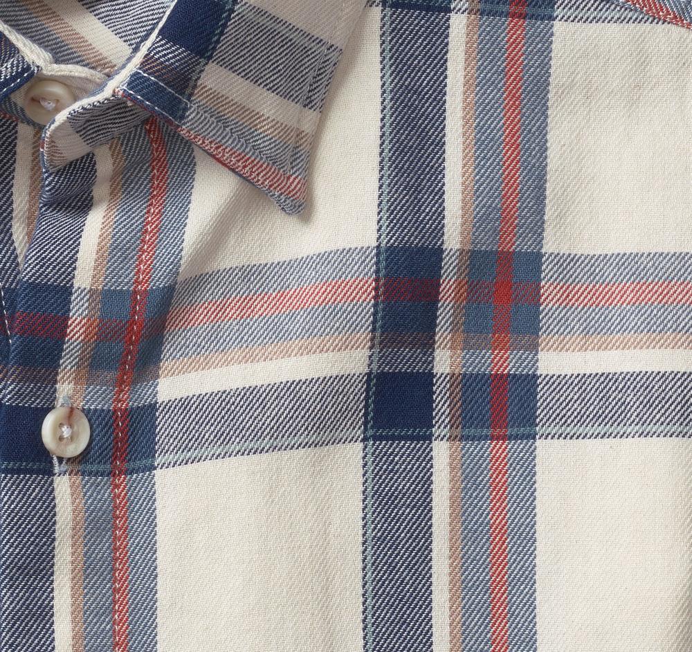 Johnston & Murphy Washed Denim Shirt Ivory Plaid