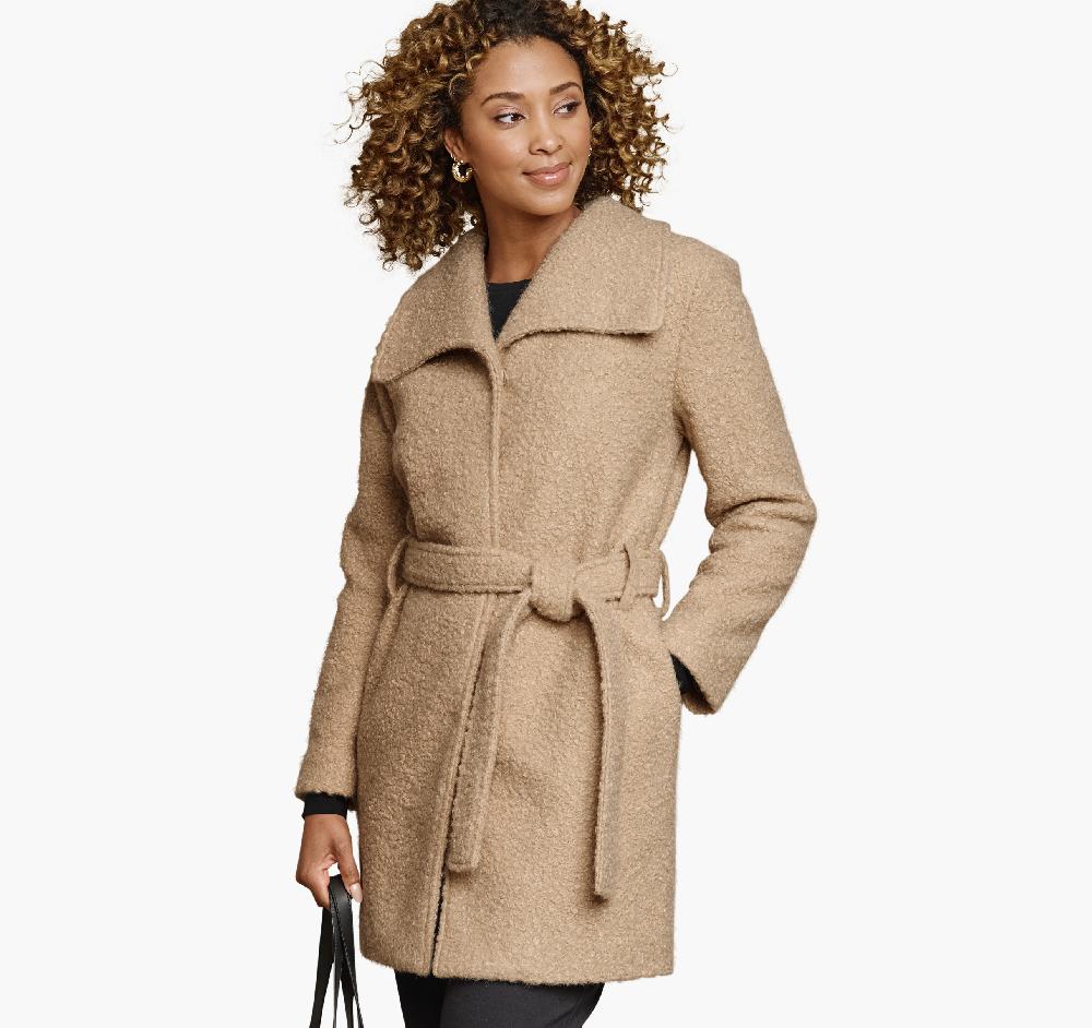 Johnston & Murphy Wrap Teddy Coat Camel