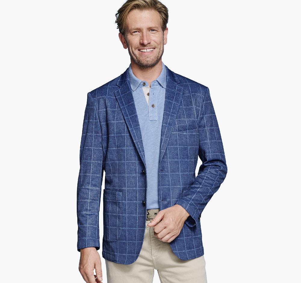 Johnston & Murphy XC Flex® Knit Blazer Blue Plaid
