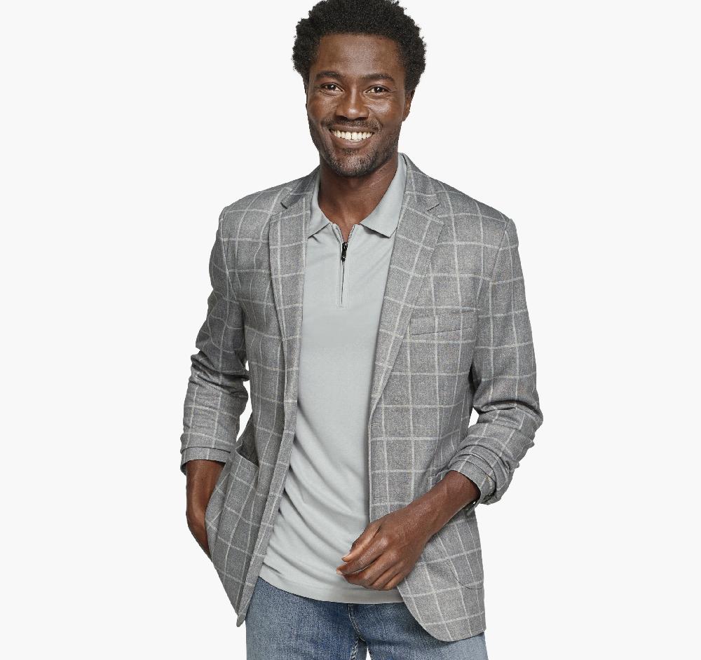 Johnston & Murphy XC Flex® Knit Blazer Gray Plaid