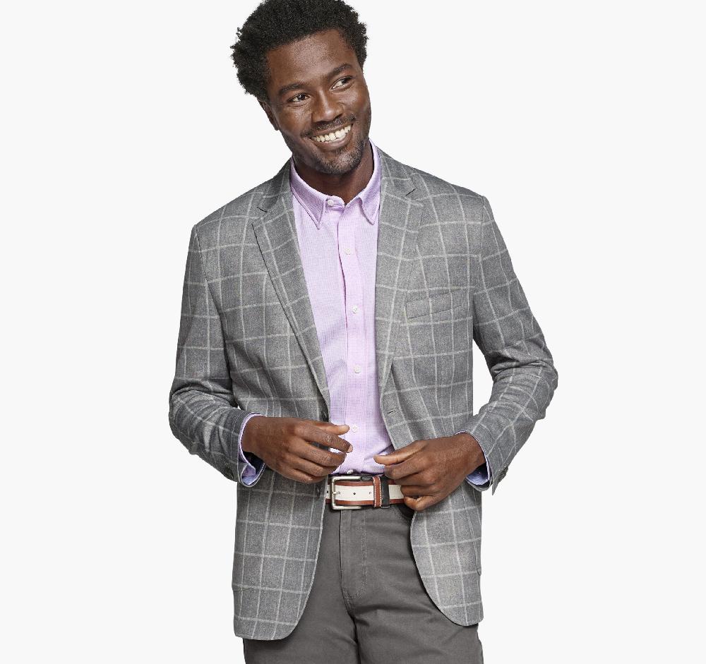 Johnston & Murphy XC Flex® Knit Blazer Gray Plaid
