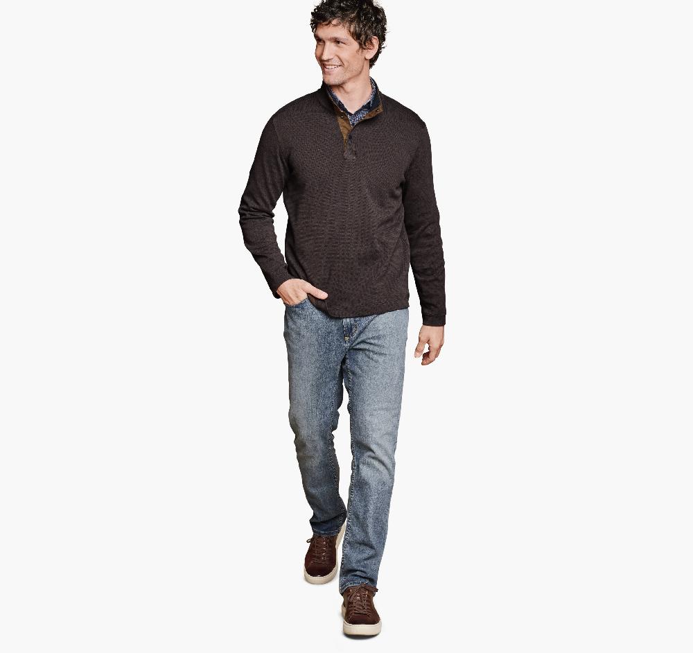 Johnston & Murphy Knit Jacquard Quarter-Snap Pullover Brown