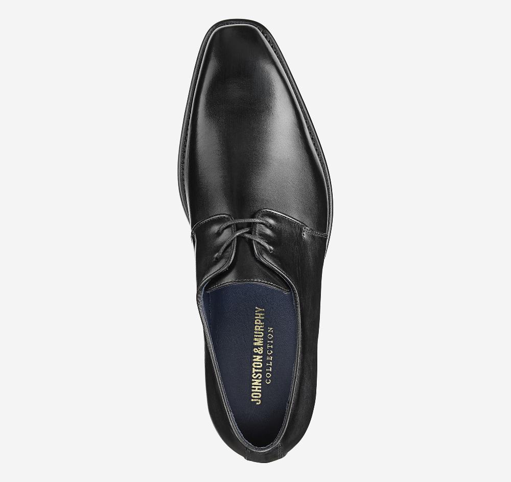 Johnston & Murphy Larson 2-Eye Plain Toe Black Italian Calfskin